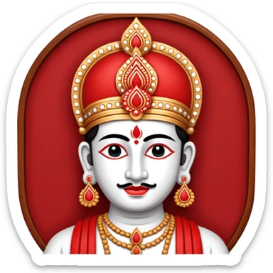 Create lord Venkateshwara tilak emoji , it should be in red and white in colour, i.e, left and right lines are in white colour and between left and right lines there is a red colour line sticker