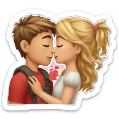 Girl and boy kissing and valentines sticker sticker