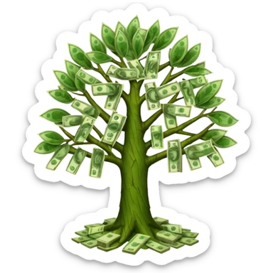 A tree with the leaves meaning money sticker