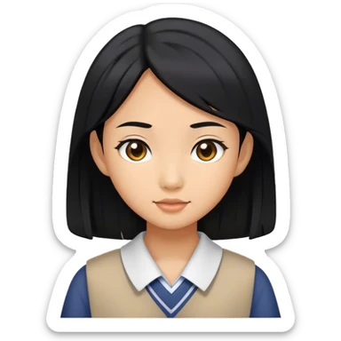 Black hair asian schoolgirl sticker