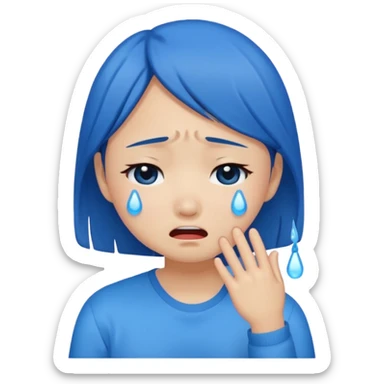 Asian girl crying more like this 😭 make the tears blue sticker