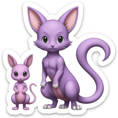 Pastel dull greyish anthropomorphic digitigrade Beerus-Mewtwo-Venom-Espurr-Minccino-hybrid-animal-ET-species-creature, full body  sticker