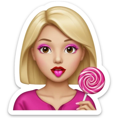 A lollipop in the guys mouth with Long nails and has glossy lips sticker