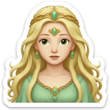 Terra, Earth Goddess from Rome Mythology with long golden blonde hair, pale green outfit sticker