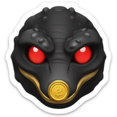 Reptiloid in black suite with red laser eyes on the gold coin sticker