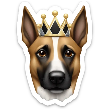 A malinois harlequin color with a crown on his head sticker