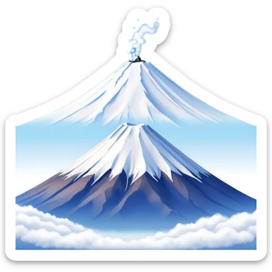 Cinematic Realistic Mount Fuji Landscape Emoji, depicted with the iconic snow-capped peak set against a serene sky rendered with lifelike textures and breathtaking, natural lighting. sticker
