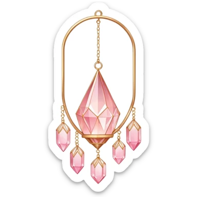 Pastel Reddish-pinkish and gold and white warm-colored romantic lush beautiful pretty hanging crystal-catcher aesthetic sticker