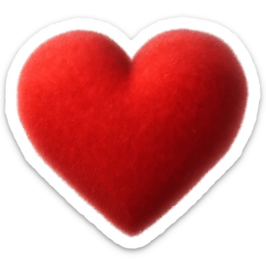 heart with a soft velvet fuzz texture, digital illustration, no background sticker