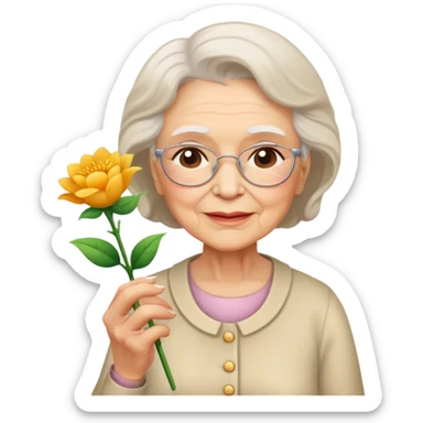 Grandmother with flower sticker