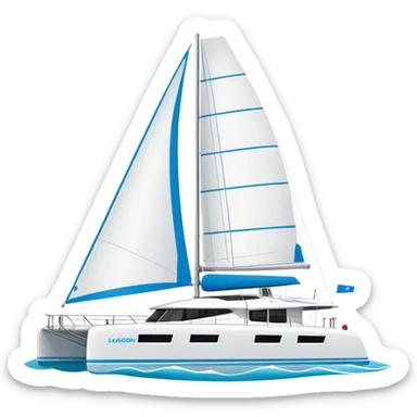 make a 50ft catamaran lagoon styled faceing to the right. make the sails patrone 7711 sticker