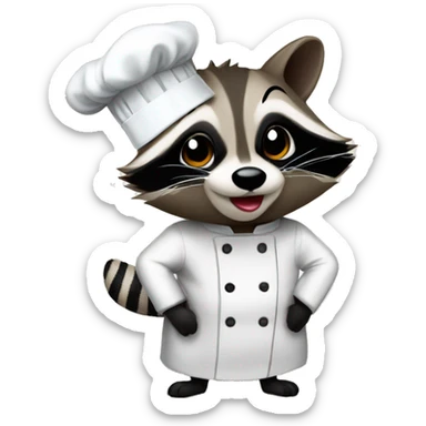 Raccoon dressed as chef giving a chefs kiss sticker