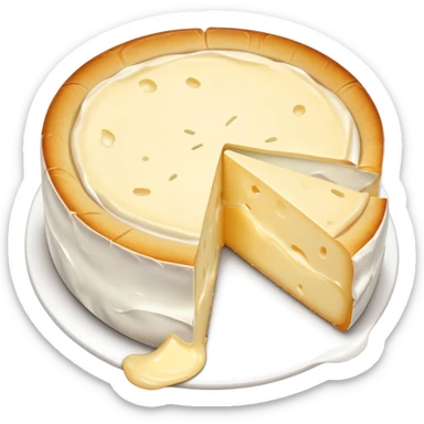 cinematic-realistic-brie-cheese-emoji,-featuring-a-creamy gooey center,-soft-ripened-cheese-with-a-delicate white rind-rendered-with-lifelike-detail-and-inviting,-natural-lightingwith a slide showing the gooey center sticker