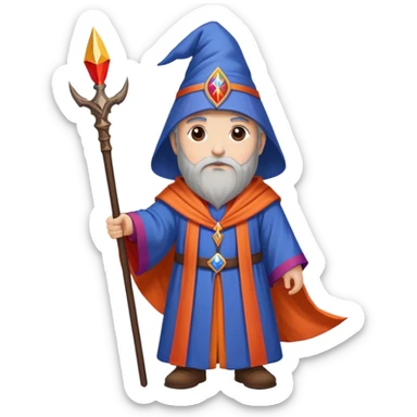 Wizard with Armenian flag colors (red, blue, and orange) on robe, holding a staff sticker