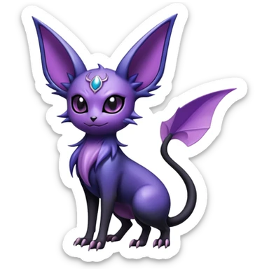 Shiny Dark-gradient Exotic Badass Royal Mysterious Gothic Noibat-Espeon-Pokémon-Fakémon-hybrid-creature (full body) sticker