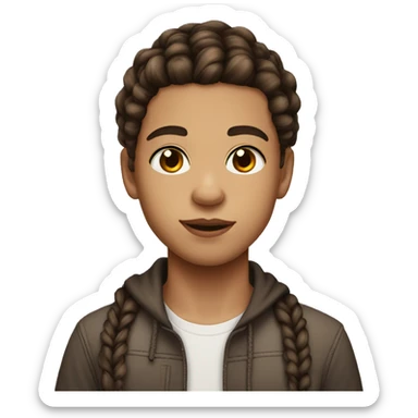 light skin teen boy with brown eyes and big lips with braids sticker
