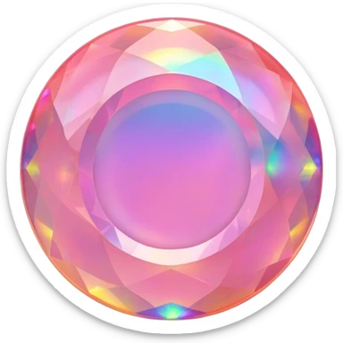 round cut pink fire opal gemstone with holographic rainbow fire inside sticker