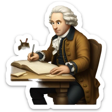 white man writer on table 18 century sticker
