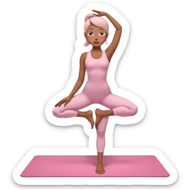 girl standing in a yoga pose in a pink bodysuit sticker