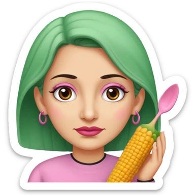 Un tamal femenino animado/caricaturado con moño, muy enferma con un termómetro en la boca. sticker