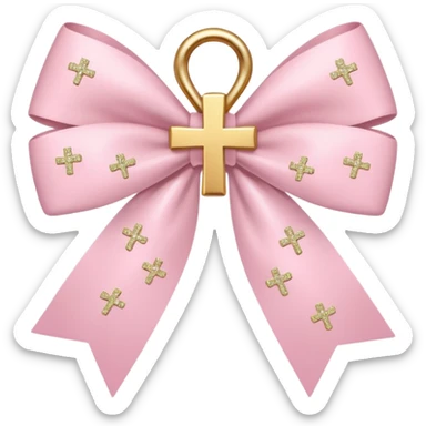 super pale pink bow confetti but the paper confetti are the pale pink bows all spread out with white tiny glitter and then with a cross  sticker