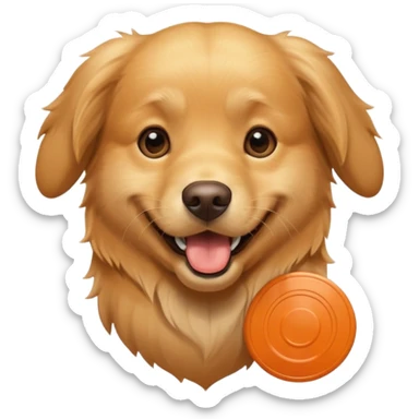 cute golden retriever with a frisbee in its mouth sticker