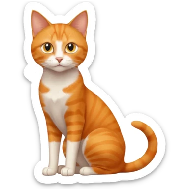 full body solid orange domestic shorthair slim cat with yellow/orange eyes sitting sticker