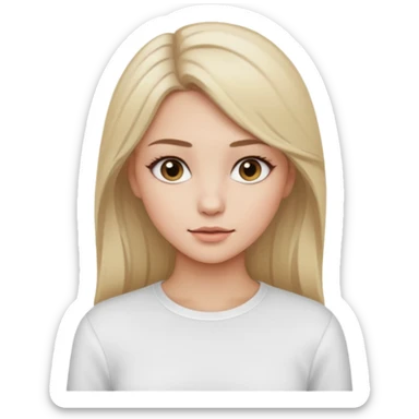 ragazza bionda cenere truccata con maglietta a maniche lunghe bianca sticker