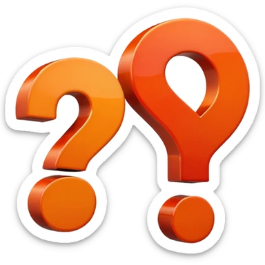 red-and-orange colored question mark sticker
