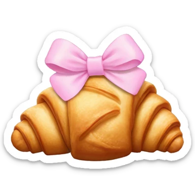Croissant with pastel pink bow sticker