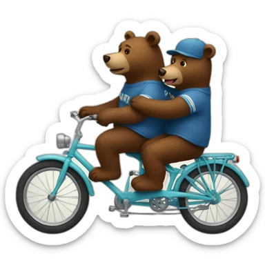 Two bears riding a tandem bike sticker