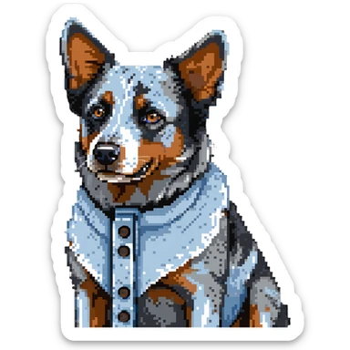 head shot of blue heeler cattle dog with distinctive blue-gray speckled coat sticker
