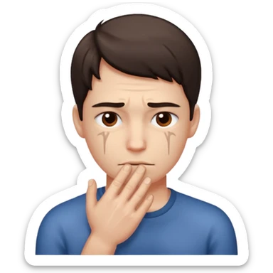 😬, half frown with a side eye and hands clasped together sticker