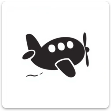 hand-drawn doodle of an airplane, black ink sticker