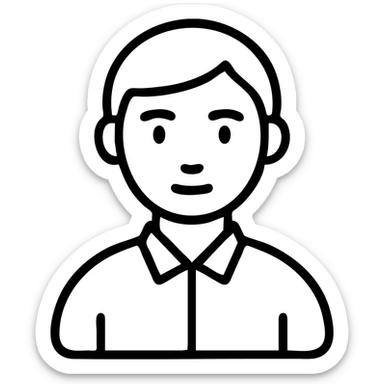 Enhance the 2D default user icon with more detailed subtle facial features and clothing details, maintaining the minimal outline style, no background. sticker