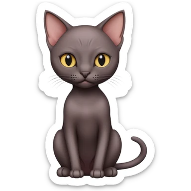 Dark hairless cat sitting sticker