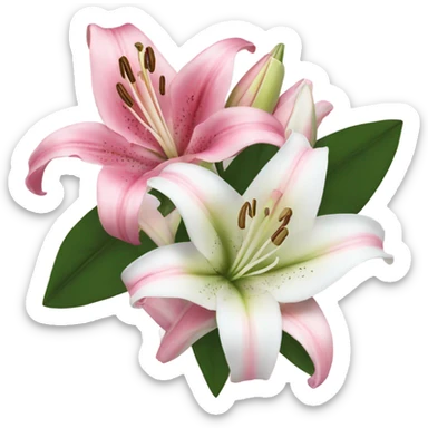 pink and white lilies and roses sticker