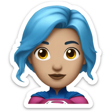 Supergirl with blue hair, white skin and piercing in nose sticker