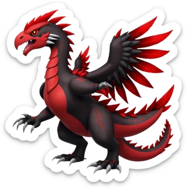 Darkrai-Groudon-Yveltal-Fakémon hybrid creature, full body, more Yveltal features sticker