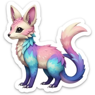 Feral Rare realistic edgy pretty beautiful handsome gorgeous pastel-gradient aesthetic colorful vibrant Vernid-Trico-species-Fakemon-creature by LiLaiRa, random markings, tufted ears, full body sticker