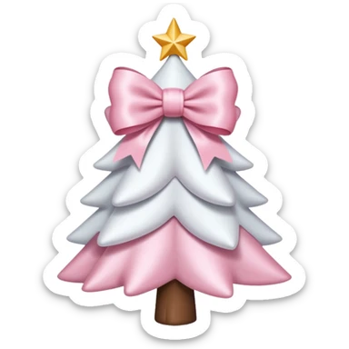 Cute light pink bow sitting on top of a white Christmas tree sticker