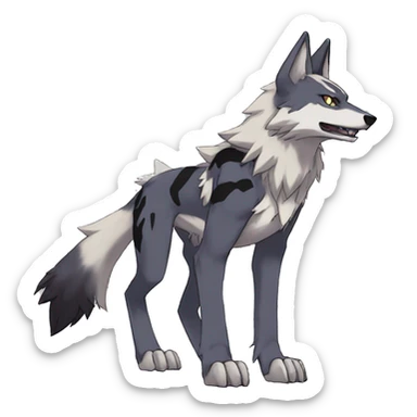  Cool Edgy War-Digimon-Fakemon-Wolf with edgy markings full body sticker