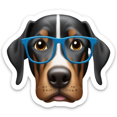 3 dobermans : 1 with round glasses, 1 with square glasses and blue eyes, 1 with big lips sticker