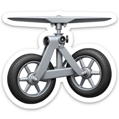 Emoji-style aircraft landing gear with a single wheel and strut, simplified design, clean lines, cartoon-like, isolated on white background, minimal shading sticker