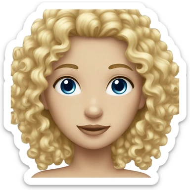 curly blond hair with blue eyes lady sticker