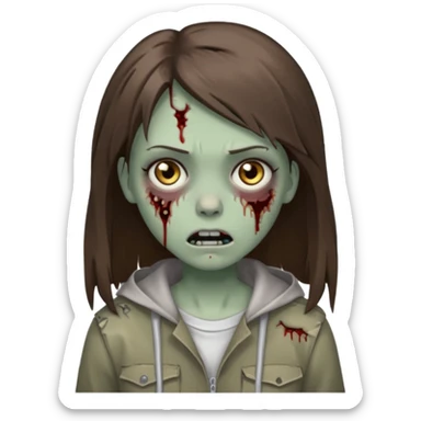 a zombie girl with straight brown hair long  sticker