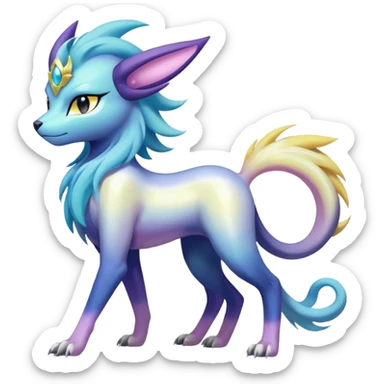 Shiny Sunny furry neon colorful scaly painted Asian pastel-gradient Absol-Meloetta-Solgaleo-Luxray-Suicune-fusion sticker