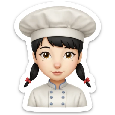 A girl rat with a fringe and chefs hat black hair sticker