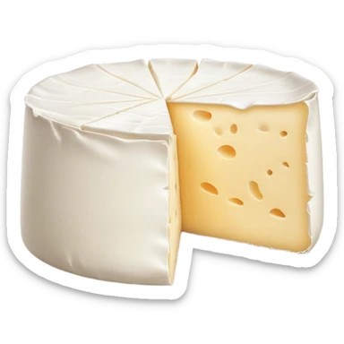 cinematic-realistic-brie-cheese-emoji,-featuring-soft-ripened-cheese-with-a-delicate white rind-rendered-with-lifelike-detail-and-inviting,-natural-lighting sticker