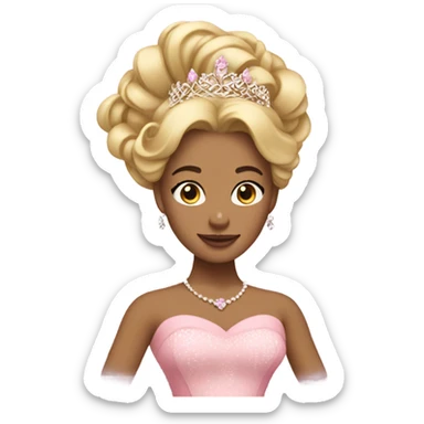 Princess with pink ballgown and big blonde hair updo pretty detailed realistic  sticker